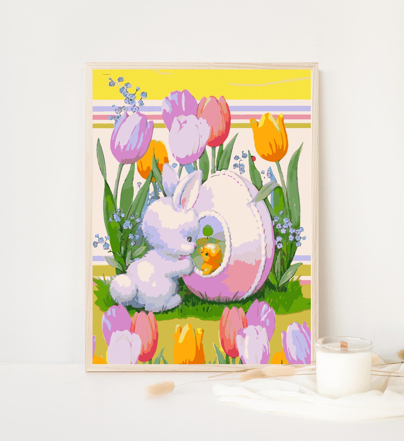 Malen nach Zahlen - Hase mit Blumen 4289