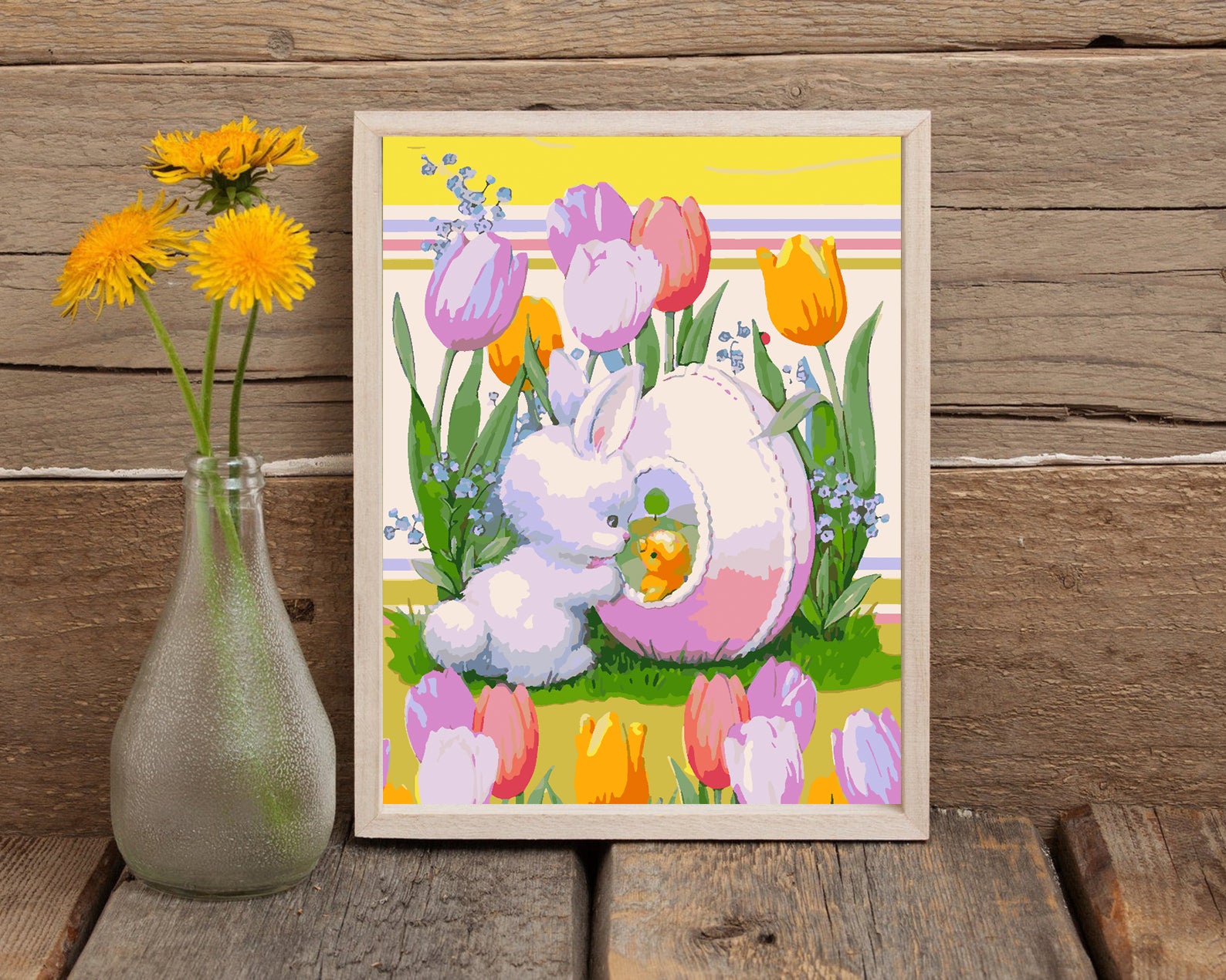 Malen nach Zahlen - Hase mit Blumen 4289