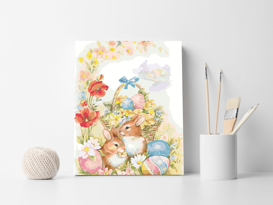 Malen nach Zahlen - Hasen mit Ostereiern 4312