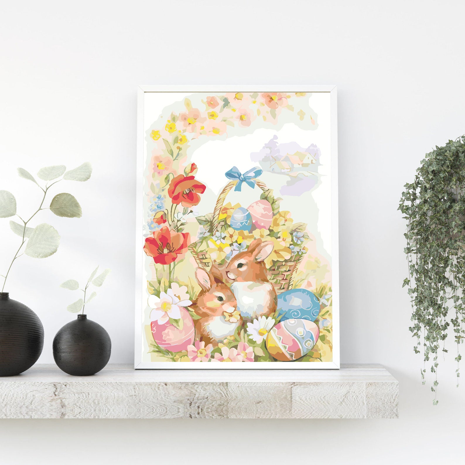 Malen nach Zahlen - Hasen mit Ostereiern 4312