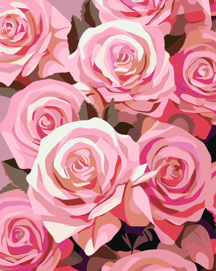 Malen nach Zahlen - Rosa Rosen 4316