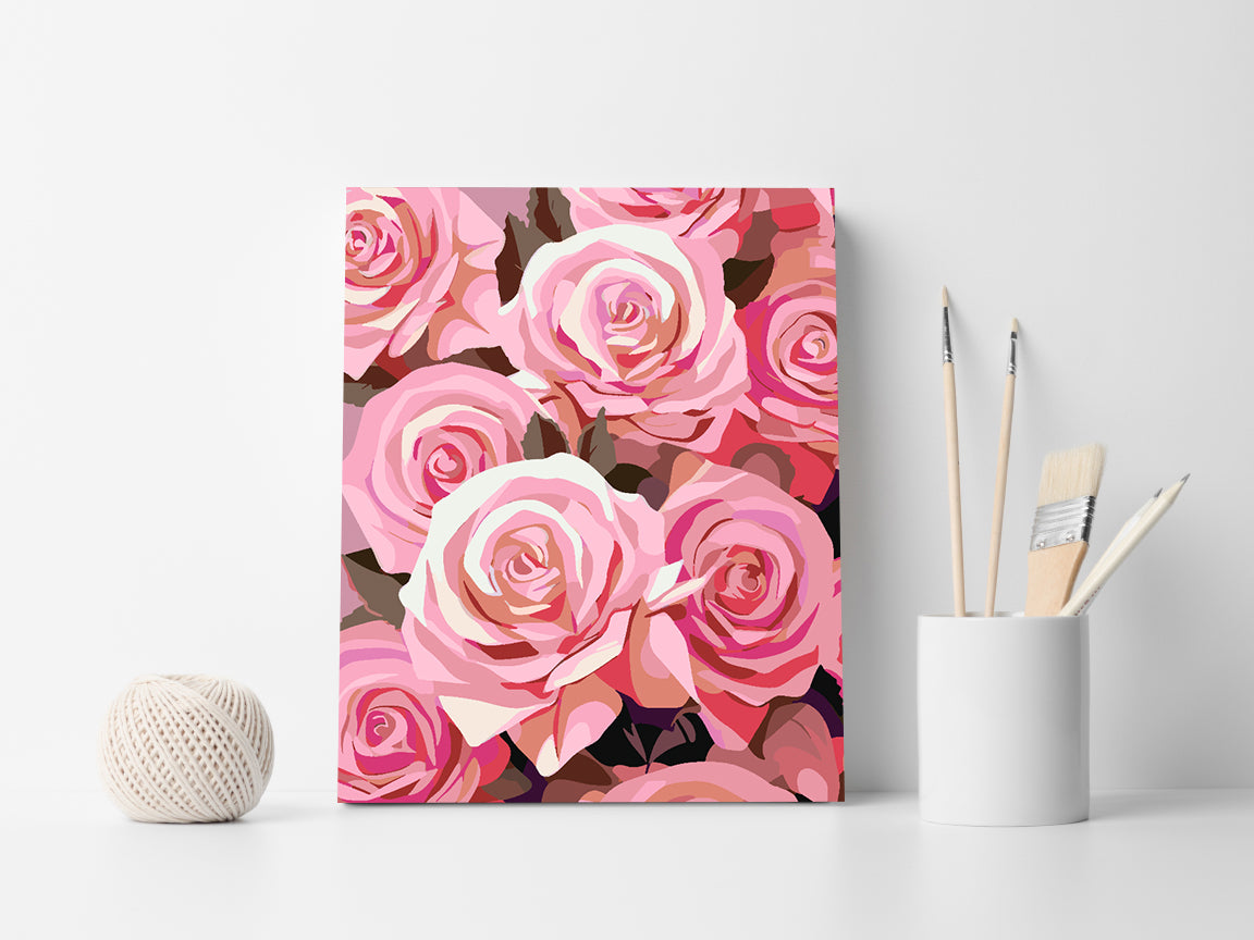 Malen nach Zahlen - Rosa Rosen 4316