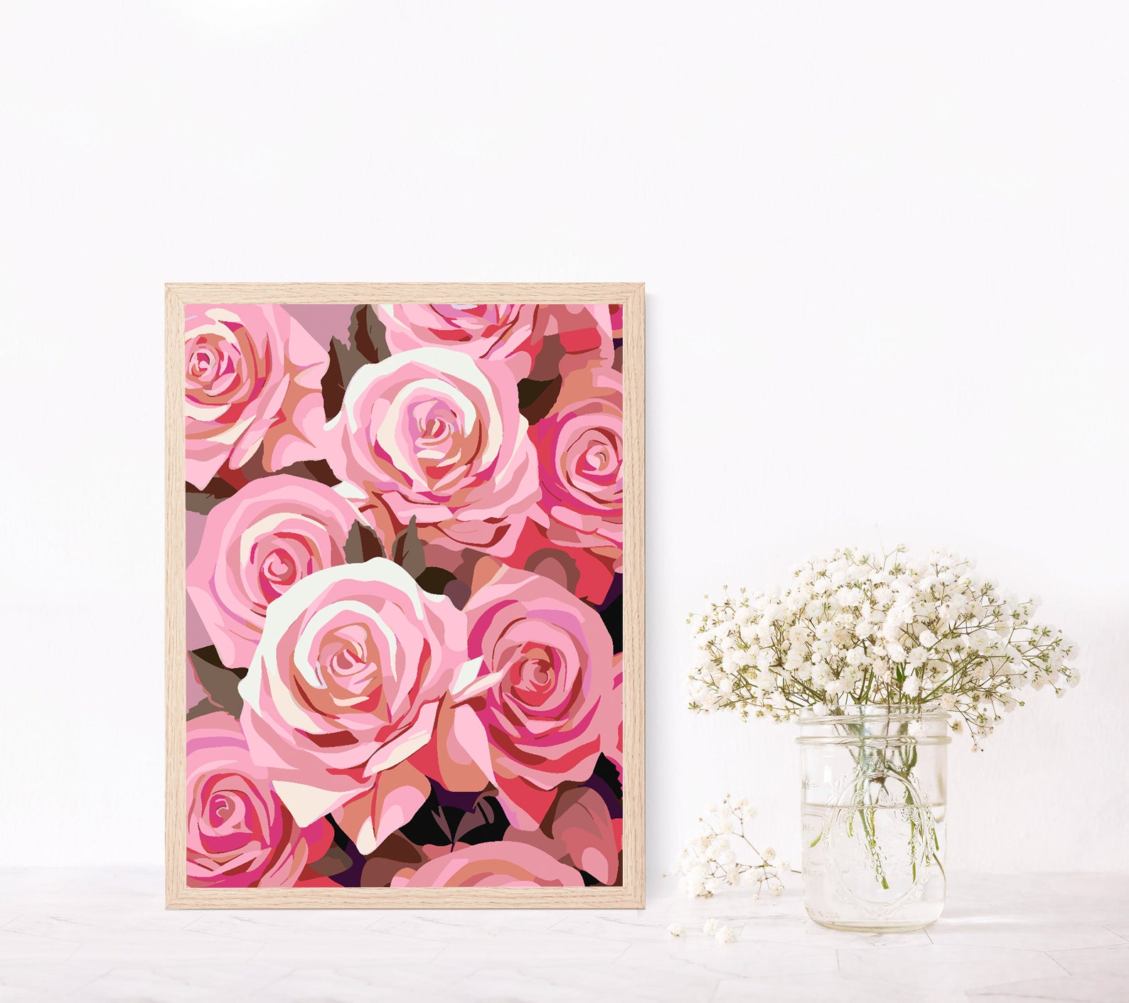 Malen nach Zahlen - Rosa Rosen 4316