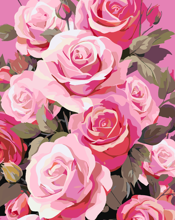 Malen nach Zahlen - Rosa Rosen 4317