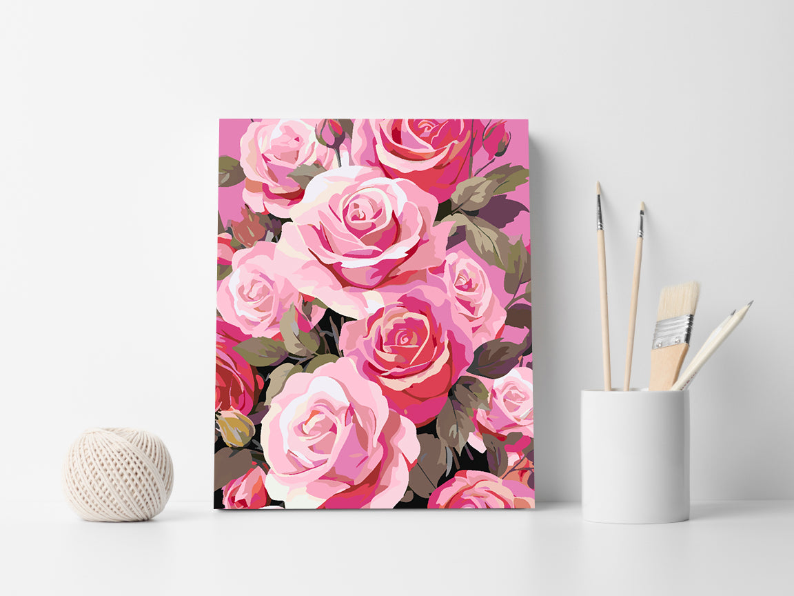 Malen nach Zahlen - Rosa Rosen 4317