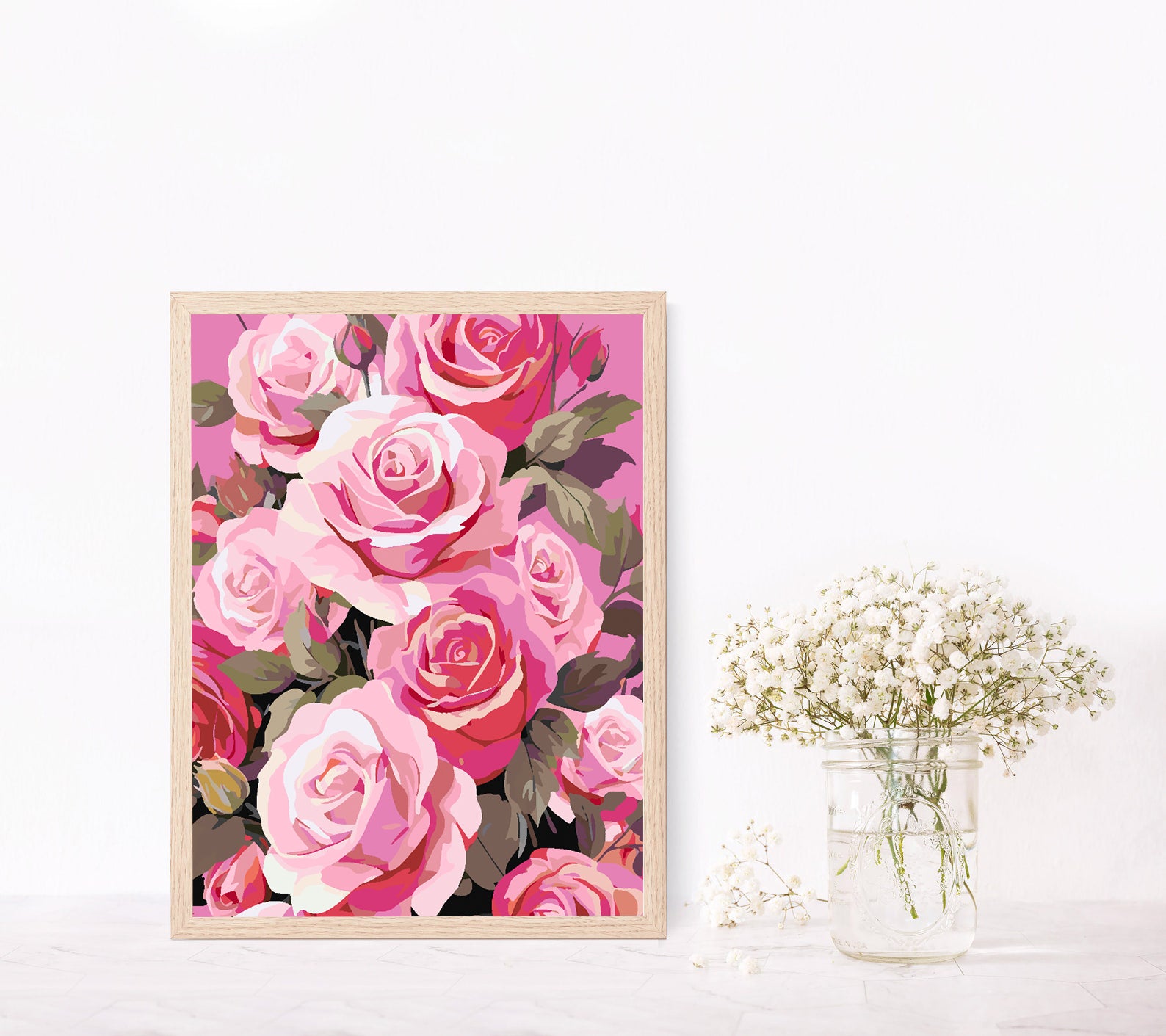 Malen nach Zahlen - Rosa Rosen 4317