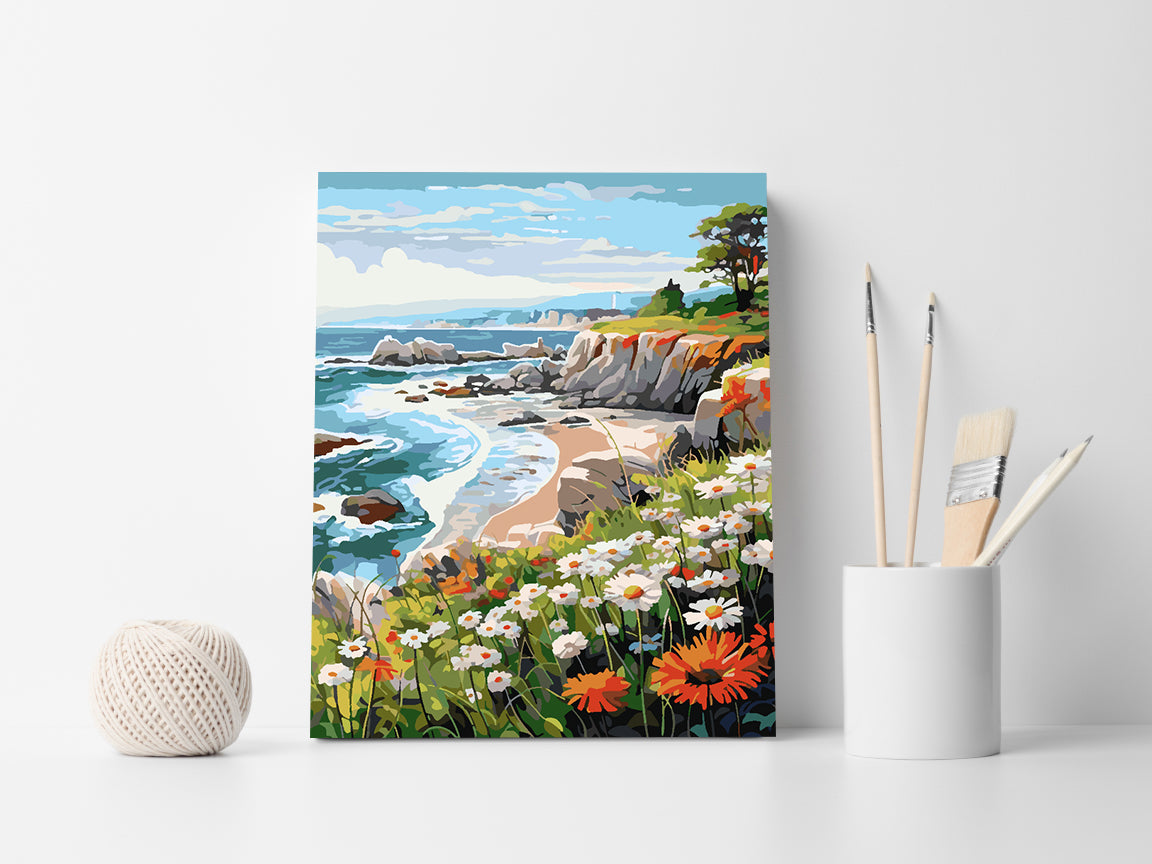 Malen nach Zahlen - Landschaft mit Blumen 4318