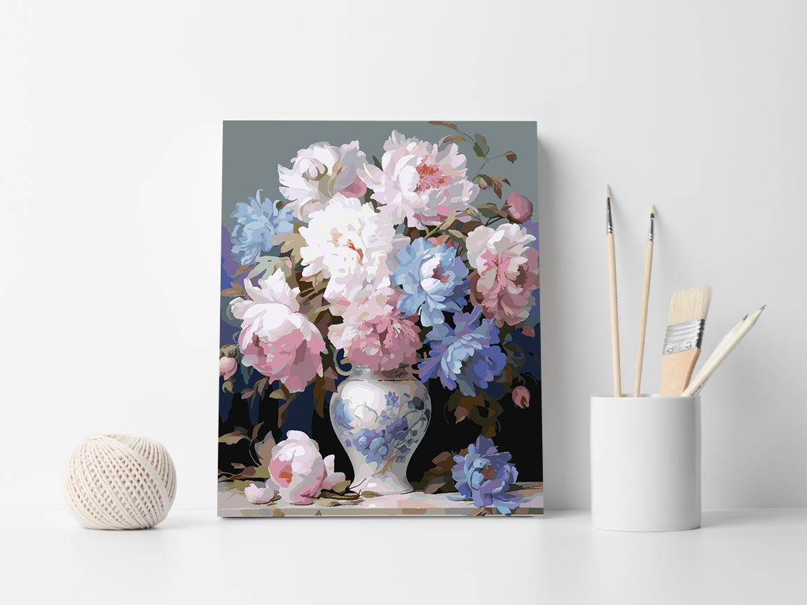 Malen nach Zahlen - Rosa und blaue Blumen 4322