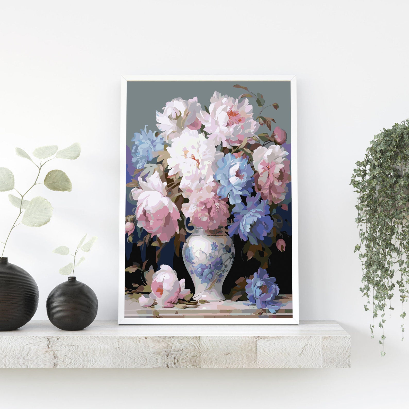 Malen nach Zahlen - Rosa und blaue Blumen 4322