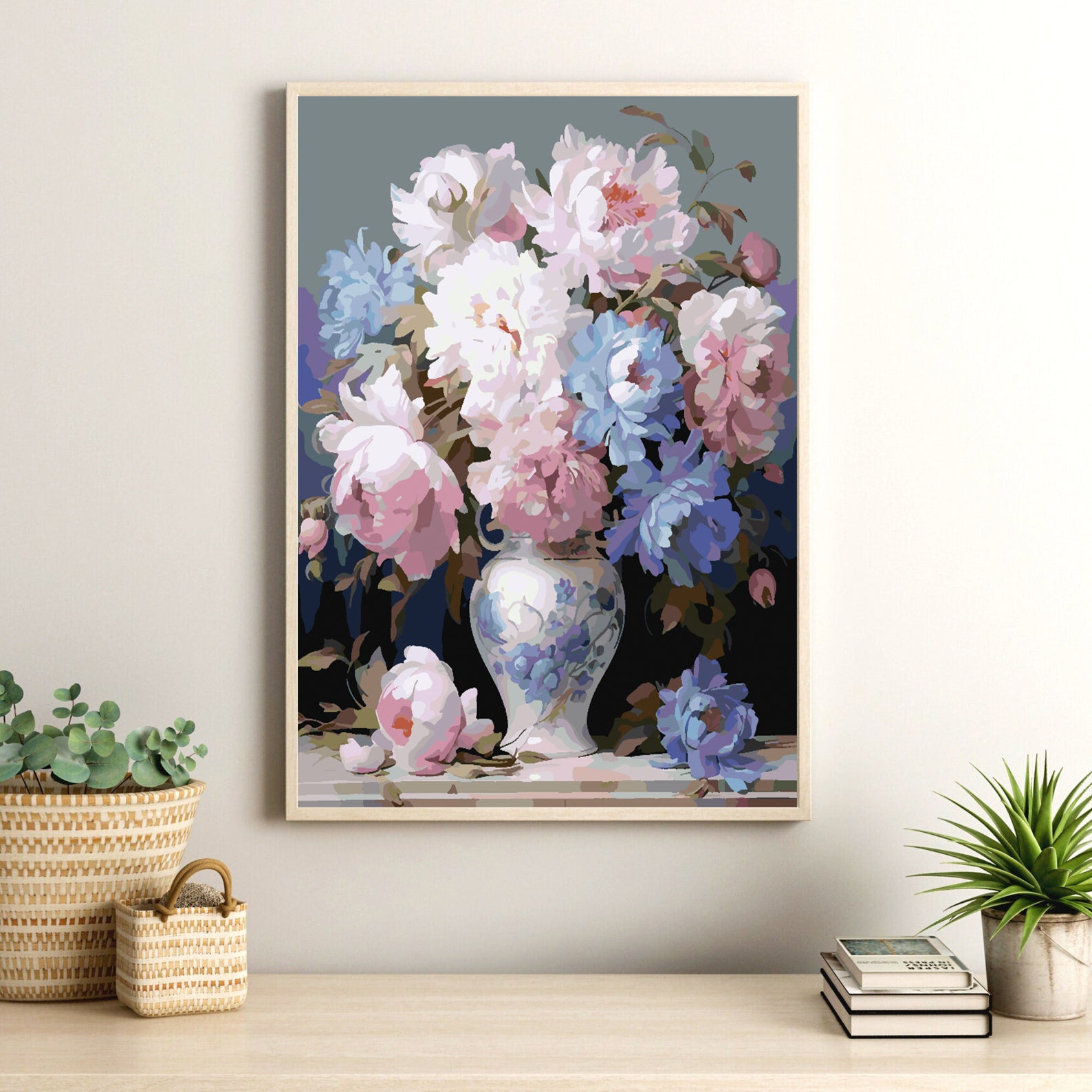 Malen nach Zahlen - Rosa und blaue Blumen 4322