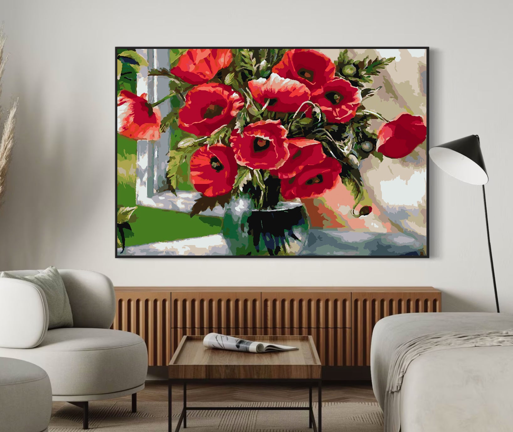 Peinture par numéros - Fleurs rouges dans un vase 4339