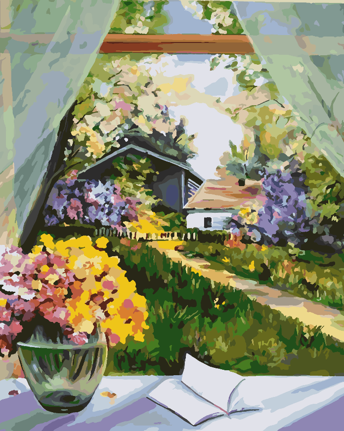 Malen nach Zahlen - Gelbe Blumen in Vase 4347