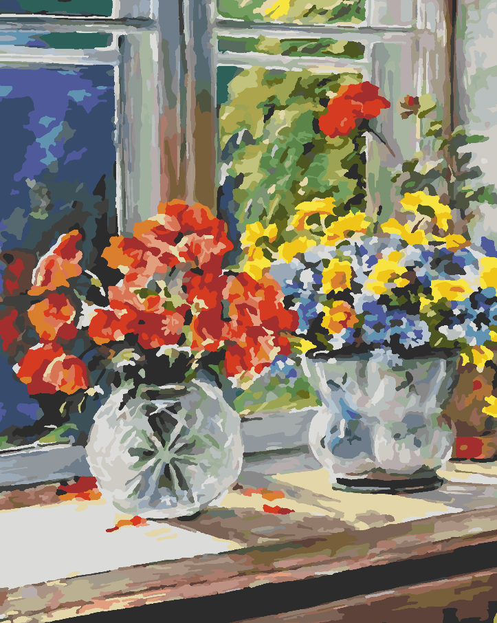 Peinture par numéros - Fleurs rouges dans un vase 4354