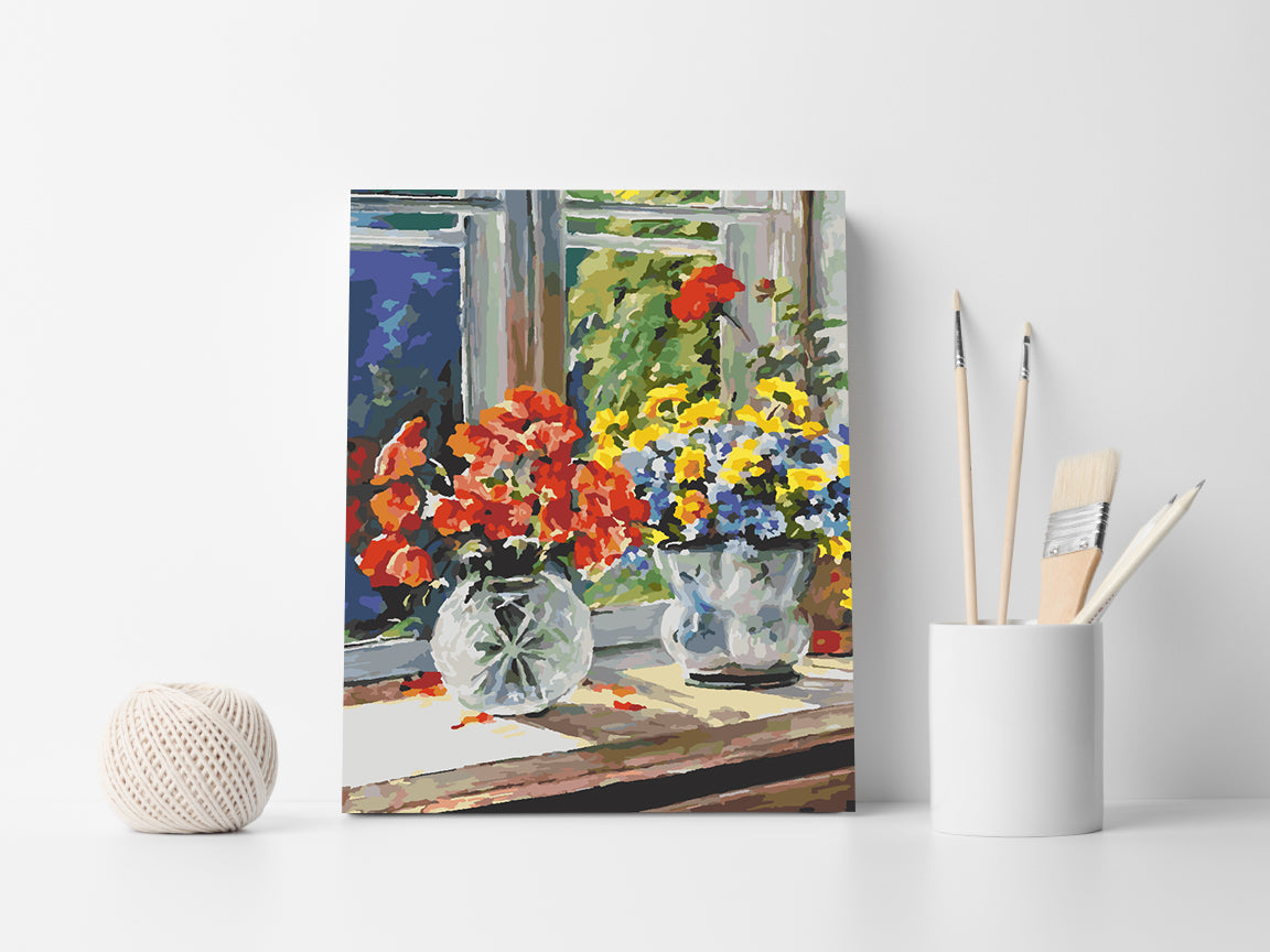 Peinture par numéros - Fleurs rouges dans un vase 4354