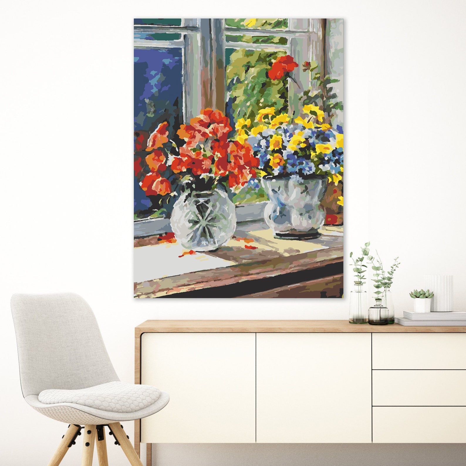 Peinture par numéros - Fleurs rouges dans un vase 4354