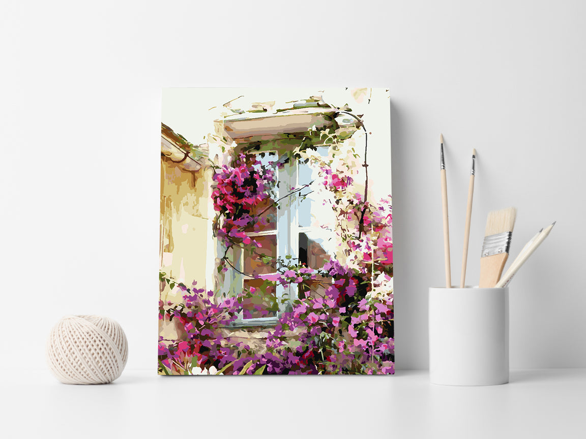 Malen nach Zahlen - Haus mit Blumen 4356