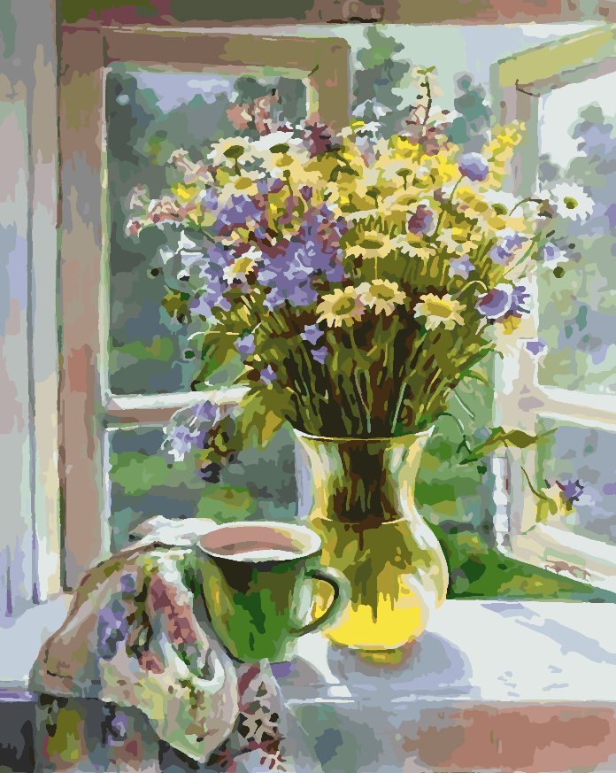 Peinture par numéros - Fleurs dans un vase 4358