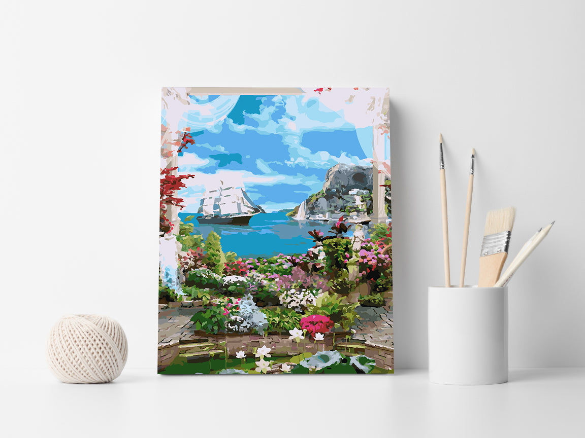 Malen nach Zahlen - Landschaftsboot auf See 4366