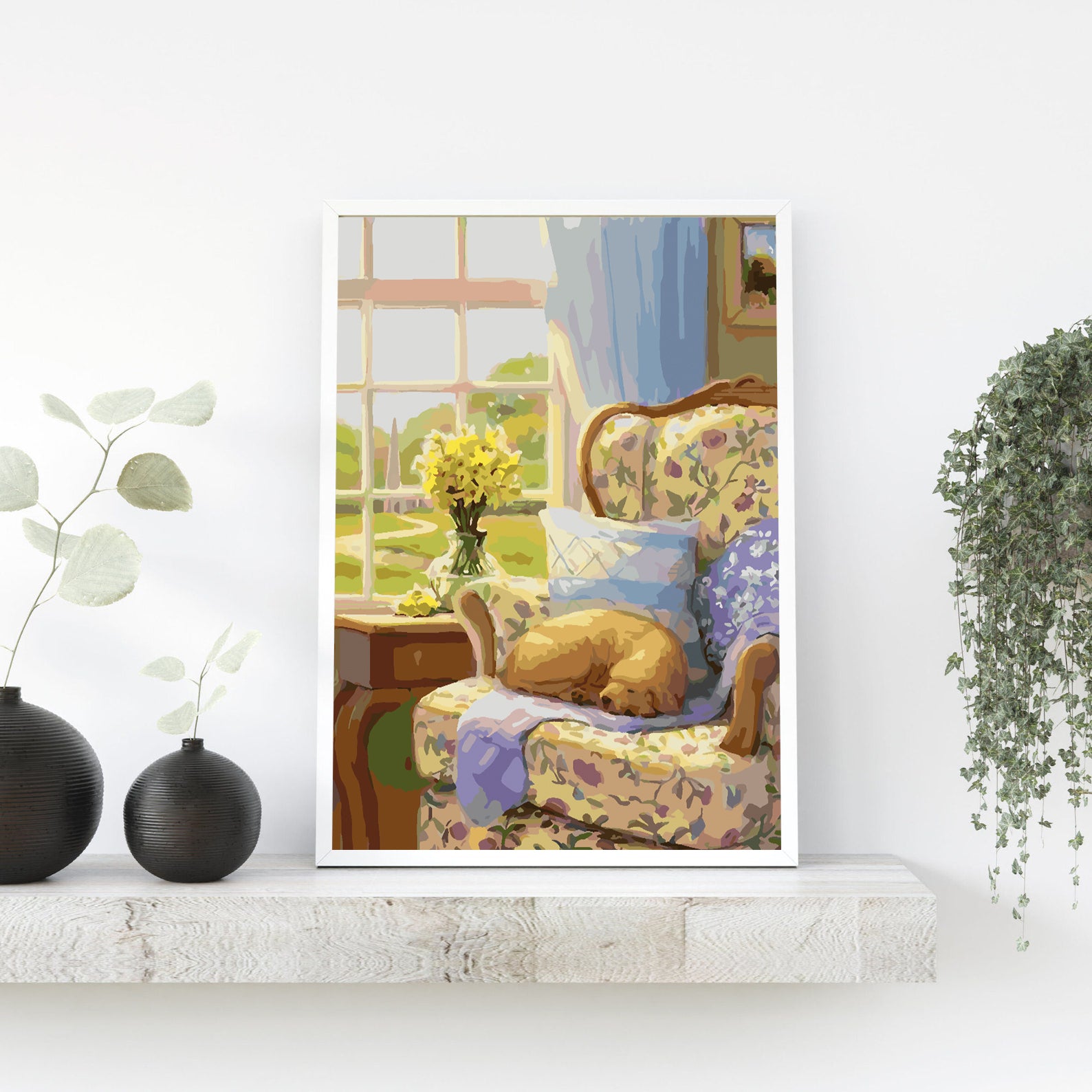 Peinture par numéros - Fleurs jaunes dans un vase 4367