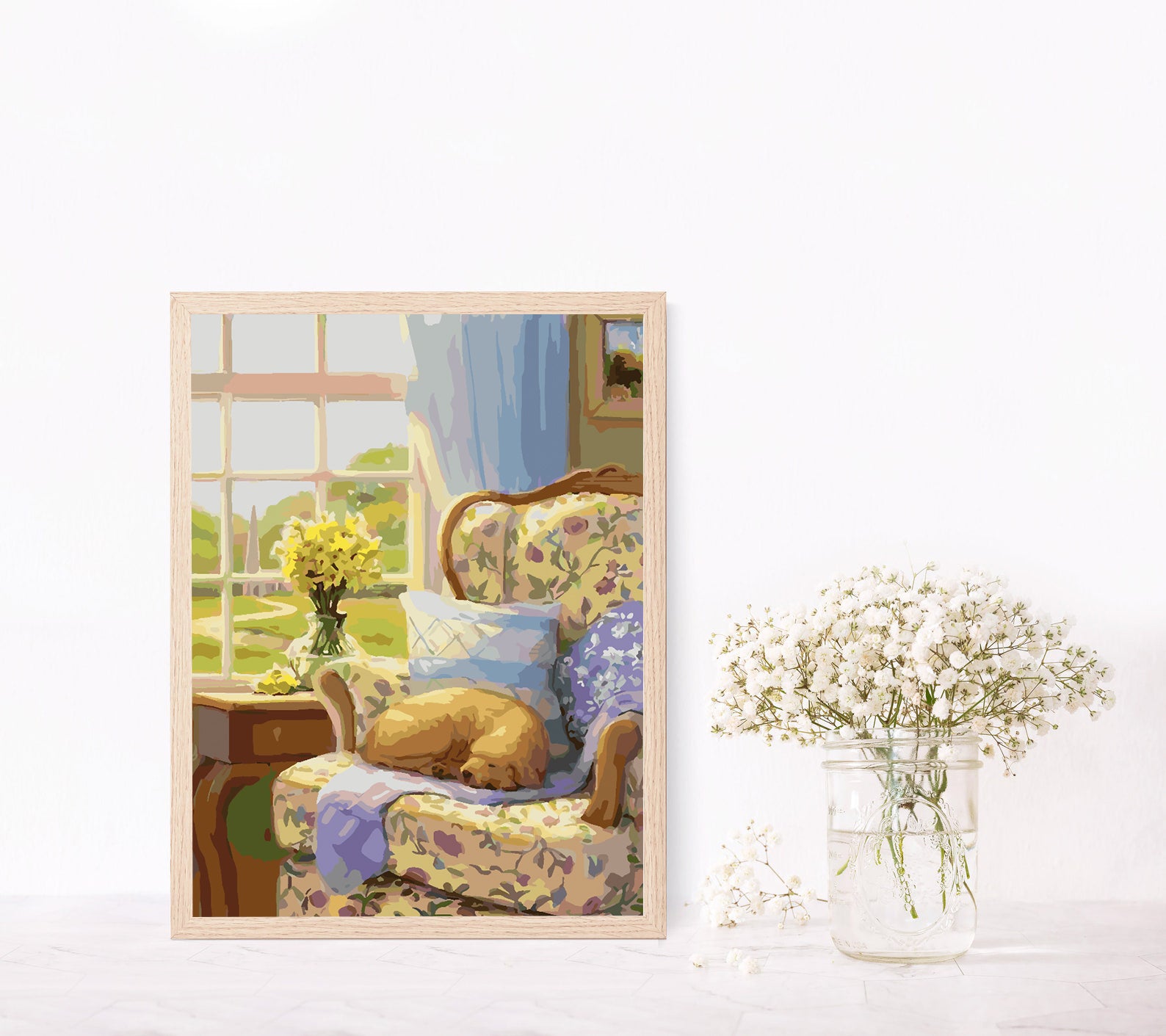 Peinture par numéros - Fleurs jaunes dans un vase 4367