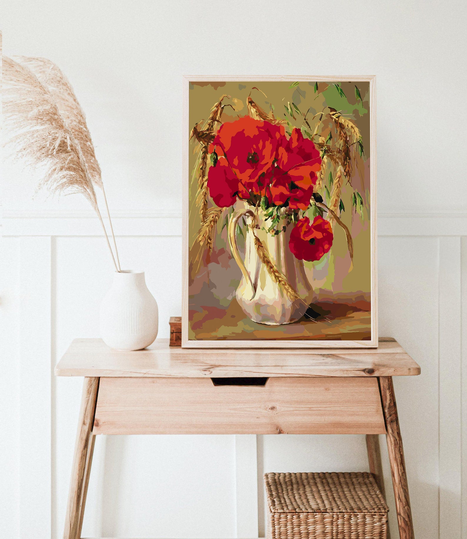 Peinture par numéros - Fleurs rouges dans un vase 4383