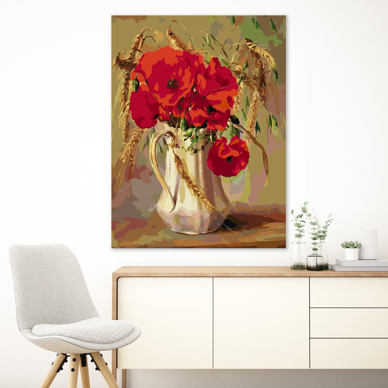 Peinture par numéros - Fleurs rouges dans un vase 4383