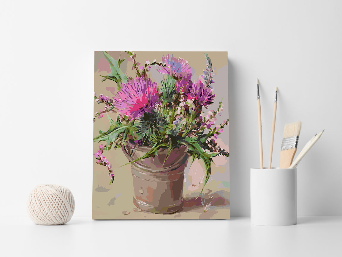 Malen nach Zahlen - Rosa Blumen in Vase 4388