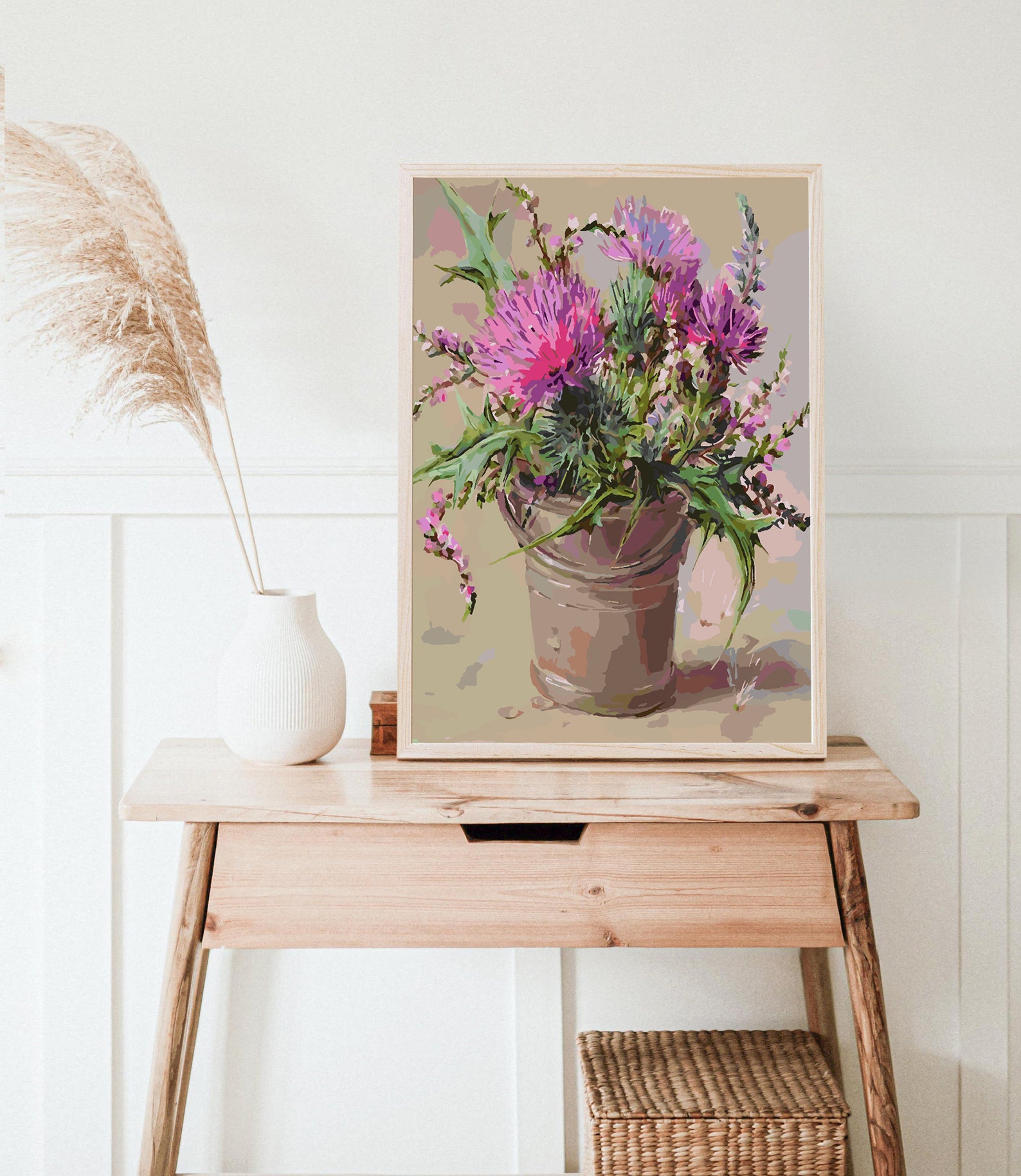 Malen nach Zahlen - Rosa Blumen in Vase 4388