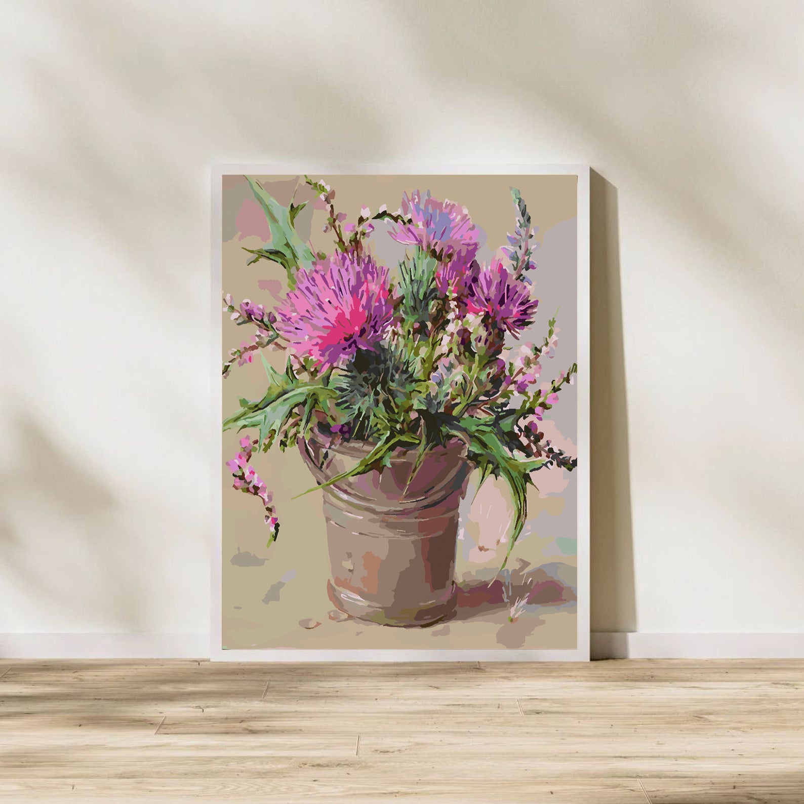 Malen nach Zahlen - Rosa Blumen in Vase 4388