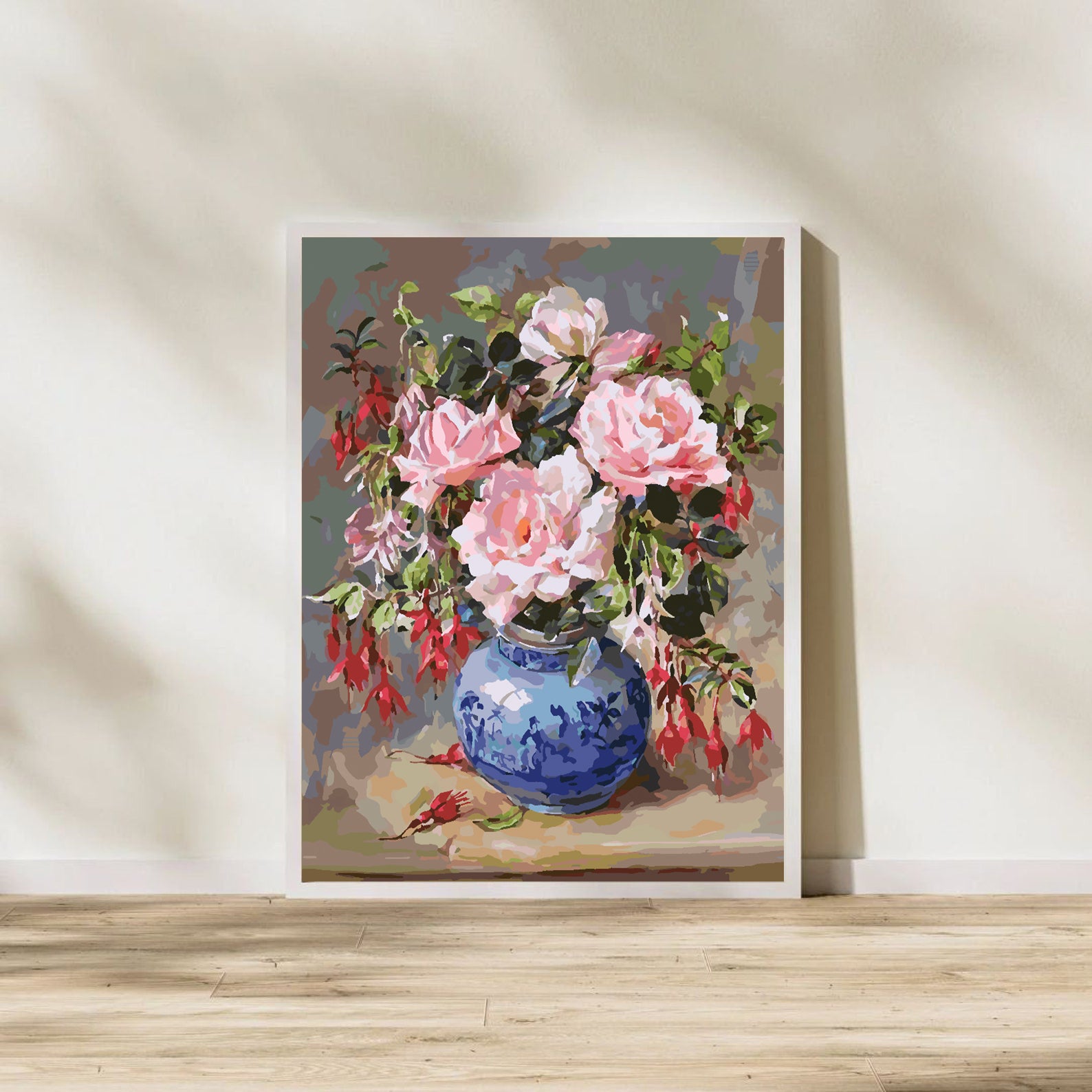Malen nach Zahlen - Rosa Blumen in Vase 4389