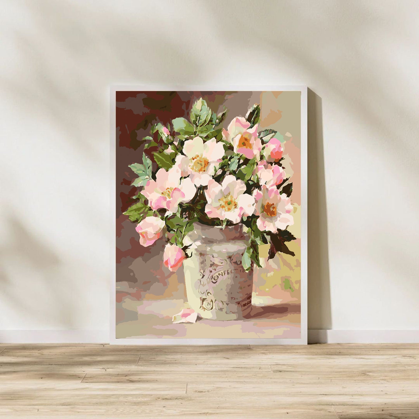 Peinture par numéros - Fleurs roses dans un vase 4390