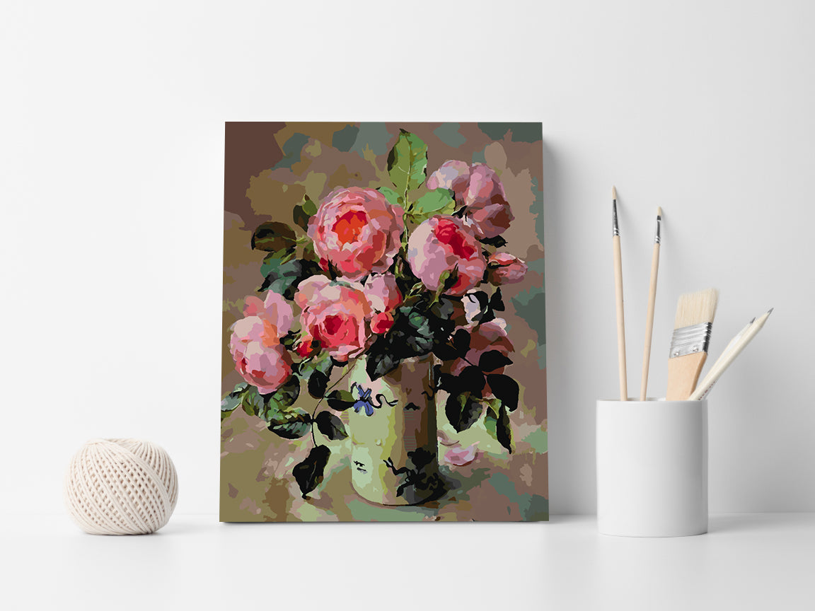 Malen nach Zahlen - Rosa Blumen in Vase 4391