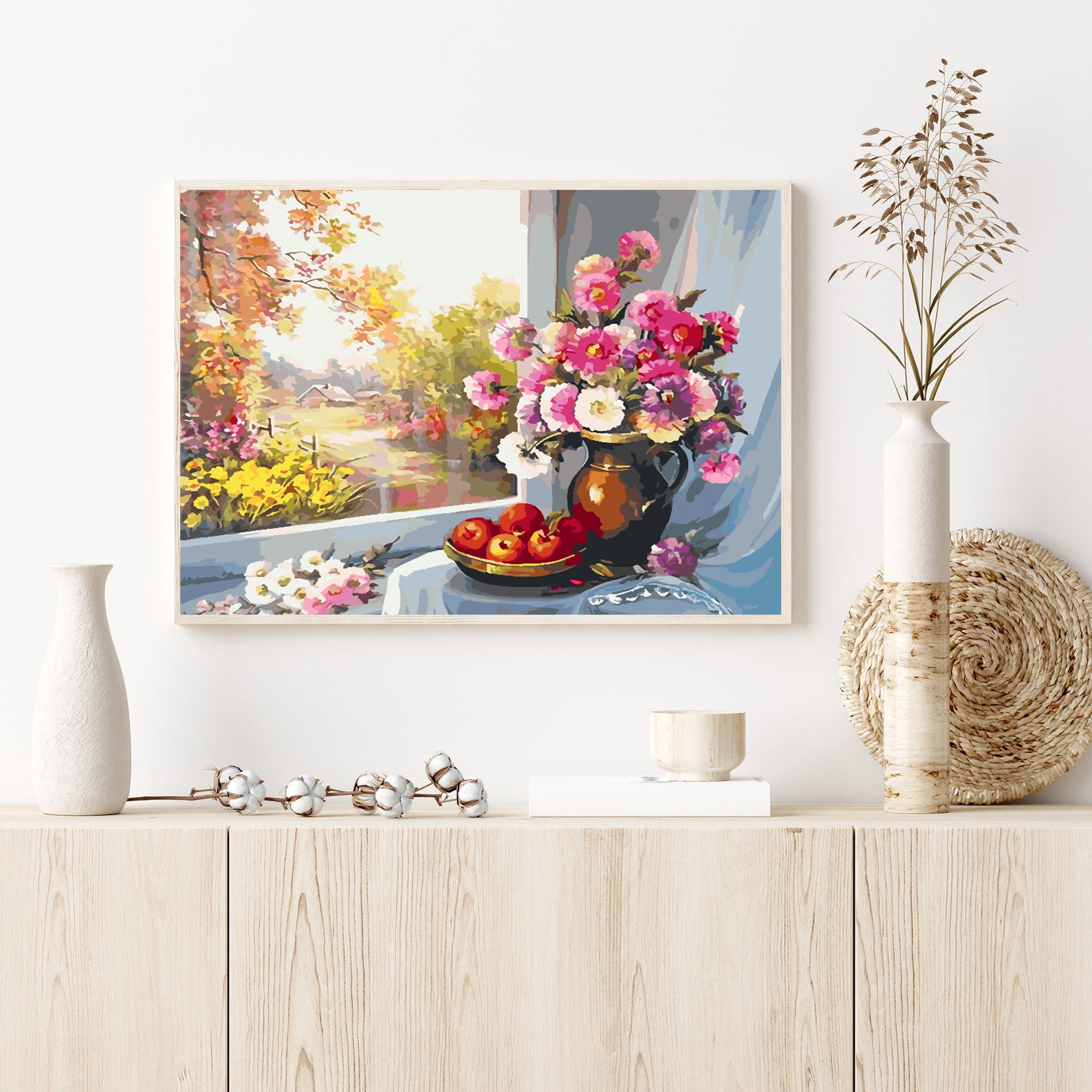 Malen nach Zahlen - Rosa Blumen in Vase 4395
