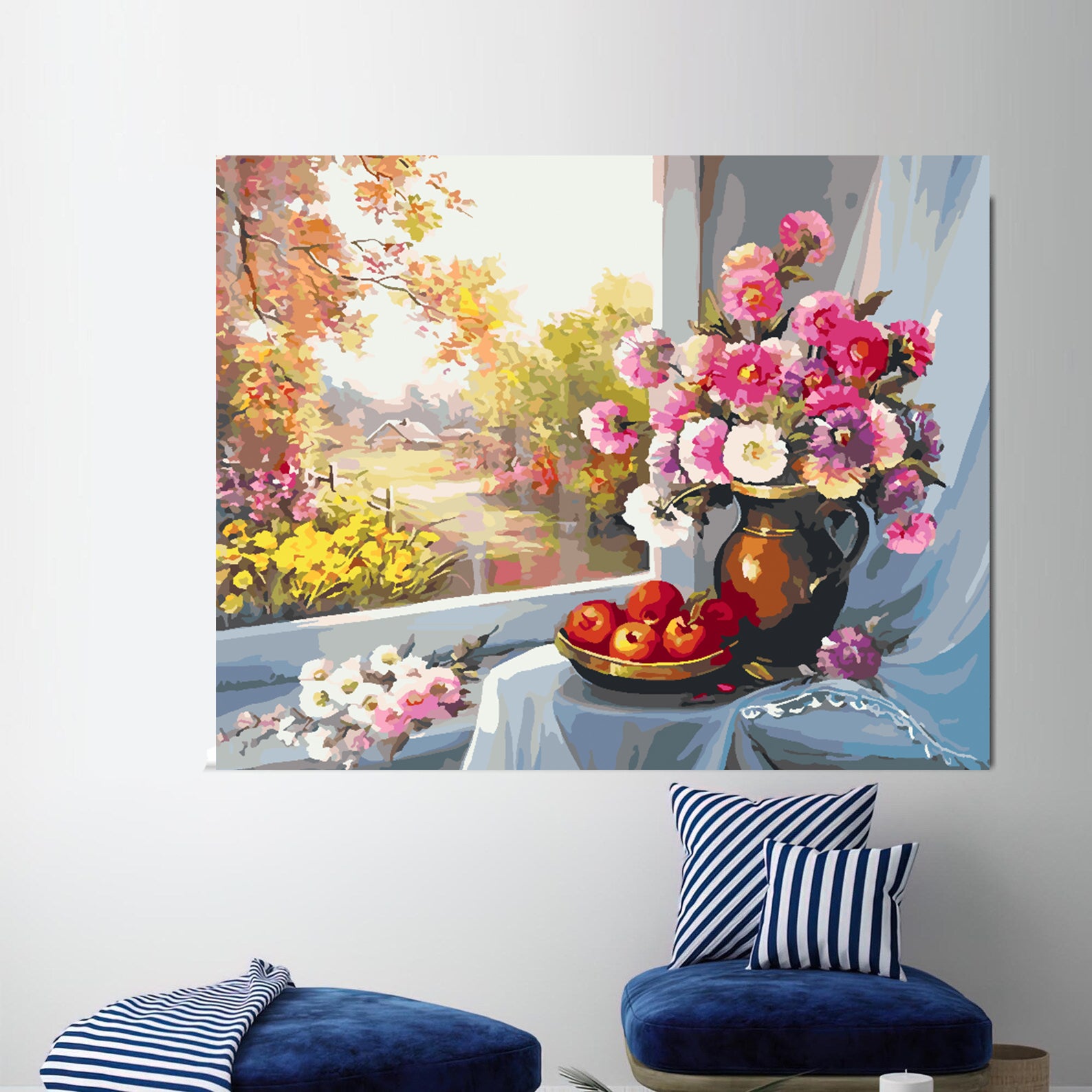Malen nach Zahlen - Rosa Blumen in Vase 4395