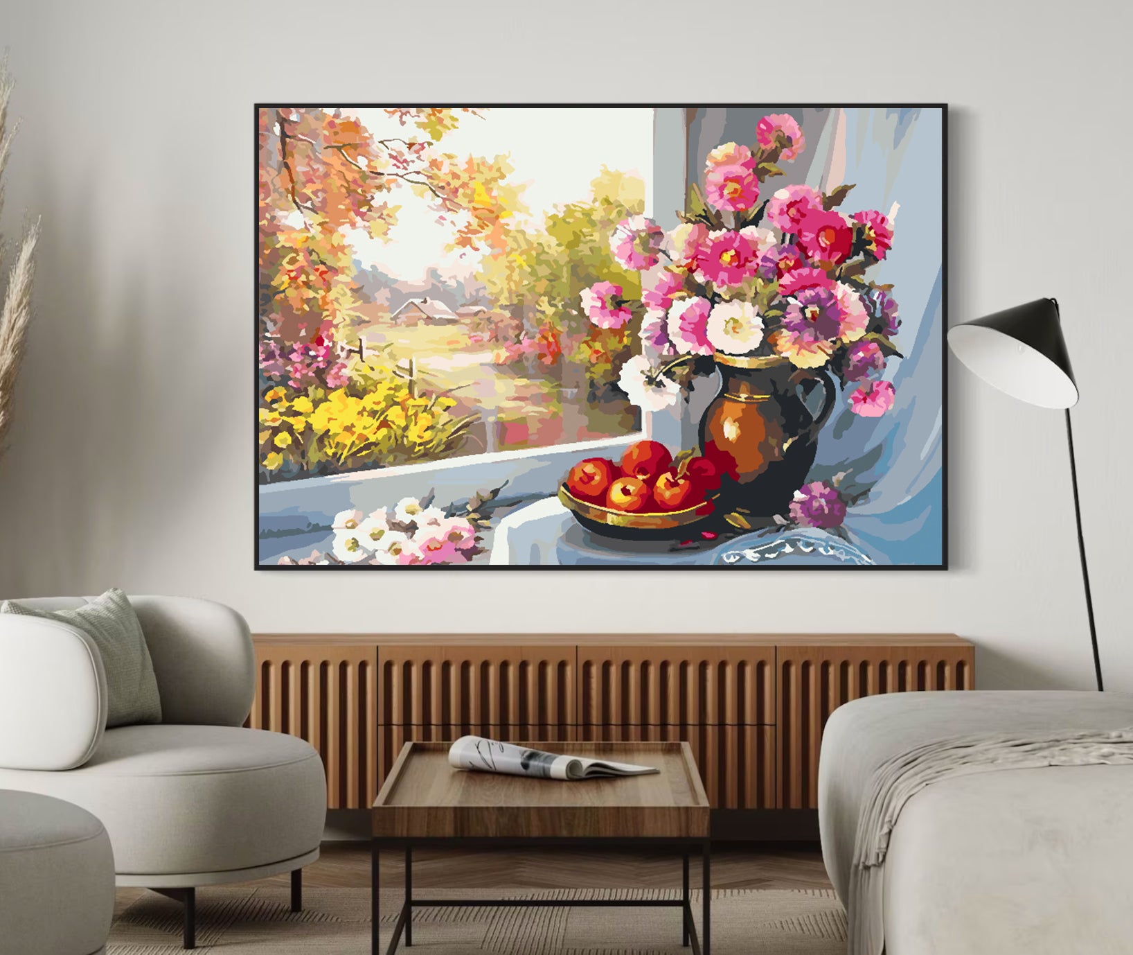 Malen nach Zahlen - Rosa Blumen in Vase 4395