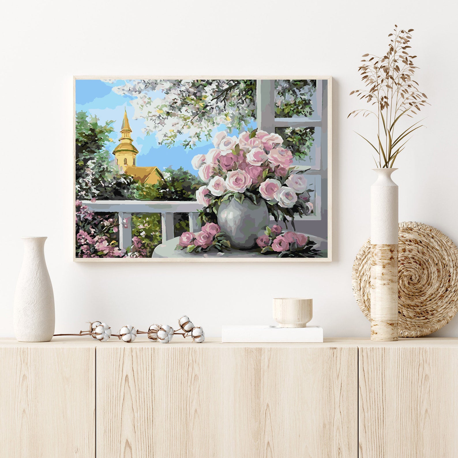 Peinture par numéros - Roses roses dans un vase 4397