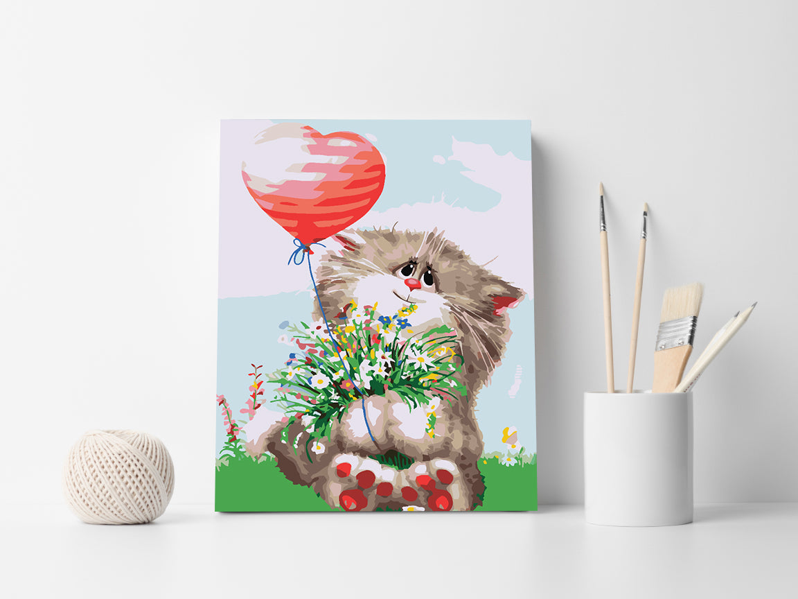 Malen nach Zahlen - Katze mit Herz 4423