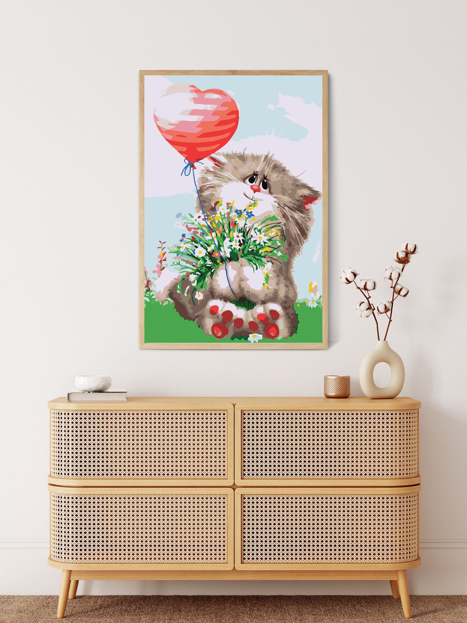 Malen nach Zahlen - Katze mit Herz 4423