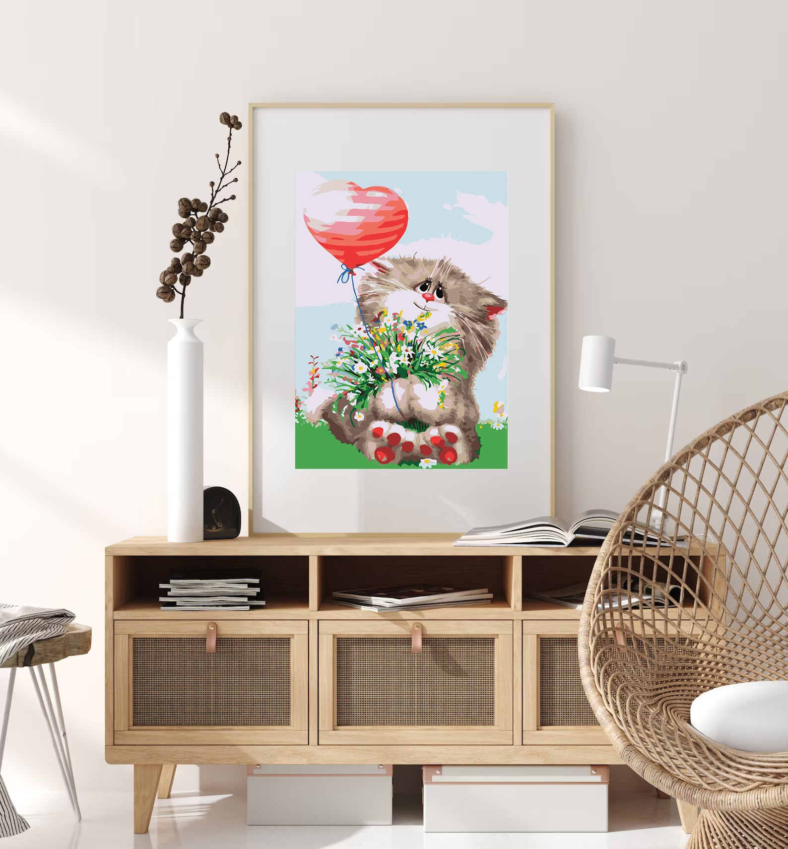 Malen nach Zahlen - Katze mit Herz 4423