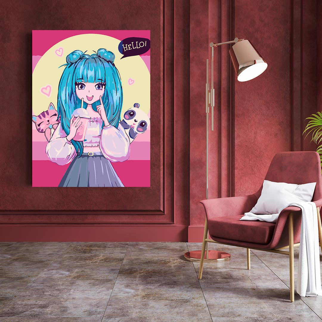 Malen nach Zahlen - Portrait eines kleinen Anime-Mädchens 4425