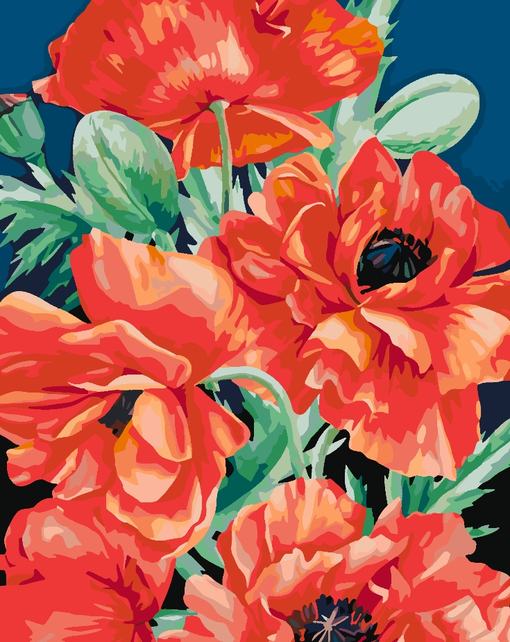 Malen nach Zahlen - Rote Blumen 4444