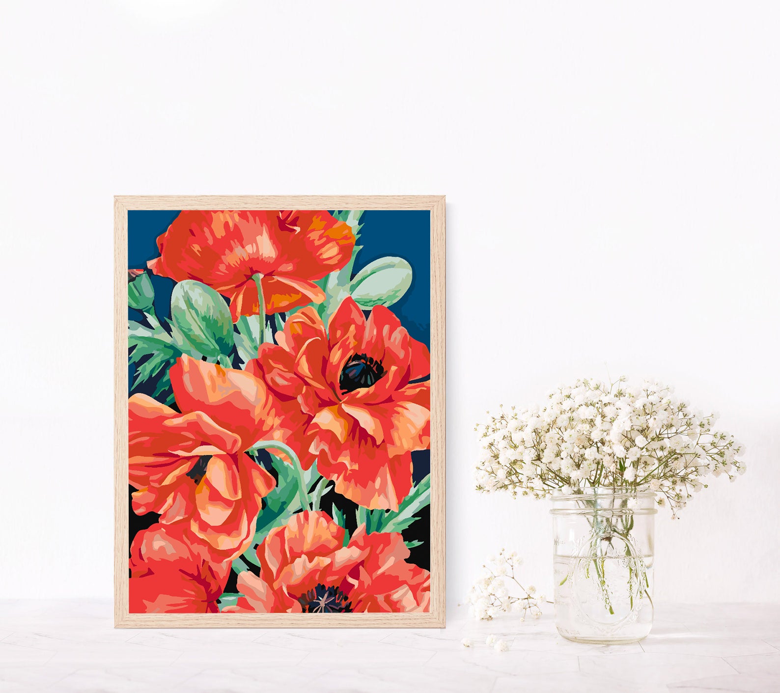 Malen nach Zahlen - Rote Blumen 4444