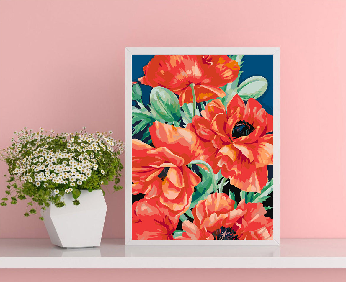 Malen nach Zahlen - Rote Blumen 4444