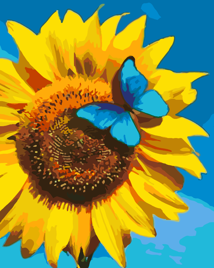 Malen nach Zahlen - Schmetterling auf Sonnenblume 4445