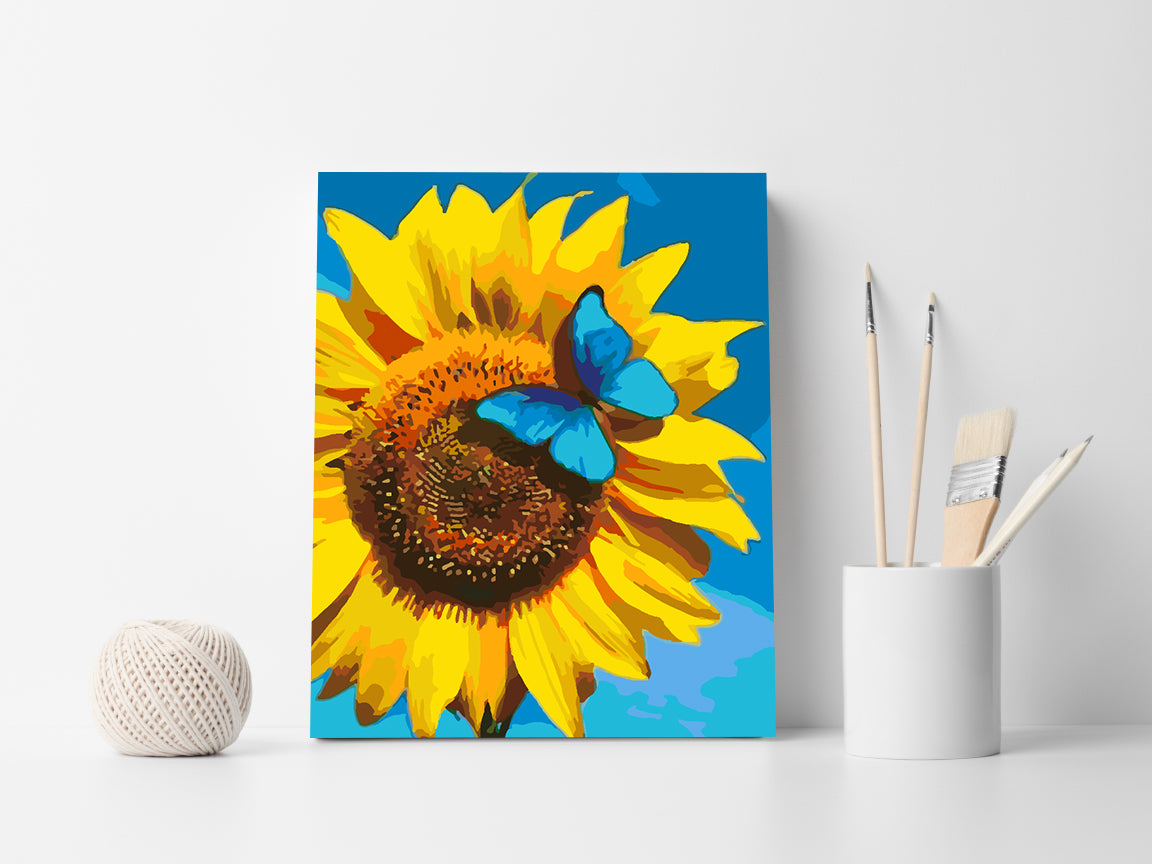 Malen nach Zahlen - Schmetterling auf Sonnenblume 4445