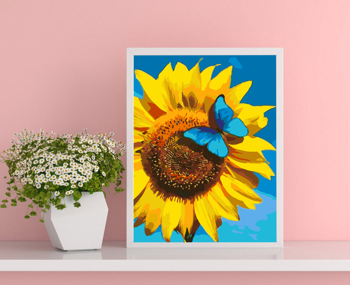 Malen nach Zahlen - Schmetterling auf Sonnenblume 4445