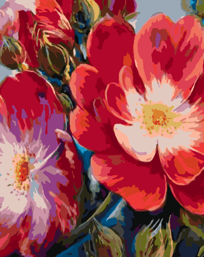 Malen nach Zahlen - Rote Blumen 4466