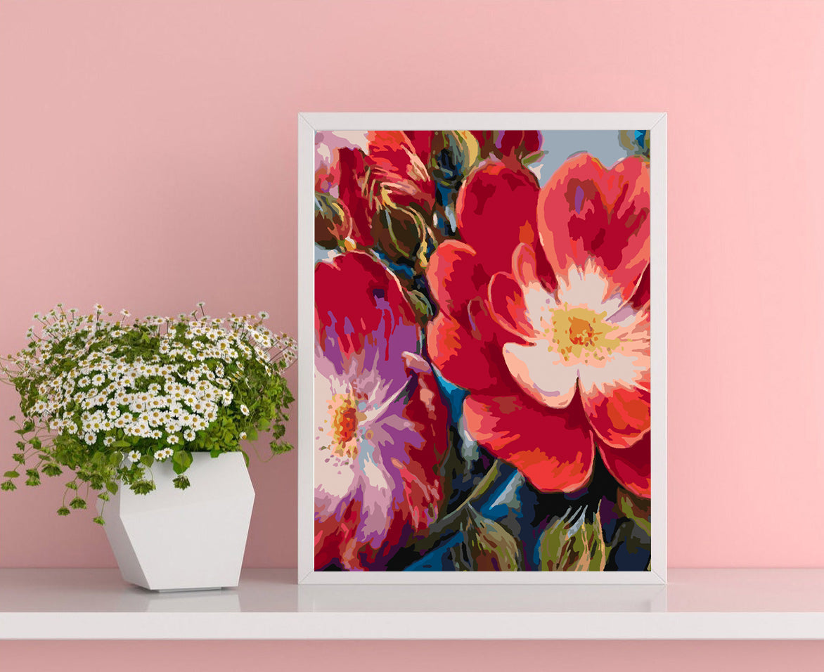 Malen nach Zahlen - Rote Blumen 4466