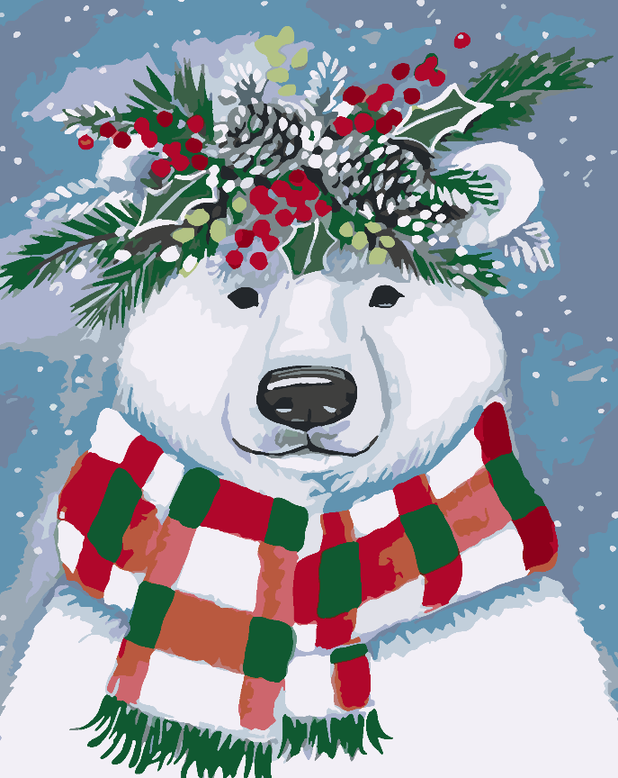 Malen nach Zahlen - Weißer Bär mit Schal 4475