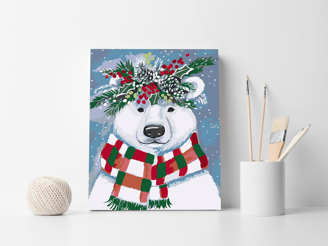 Malen nach Zahlen - Weißer Bär mit Schal 4475